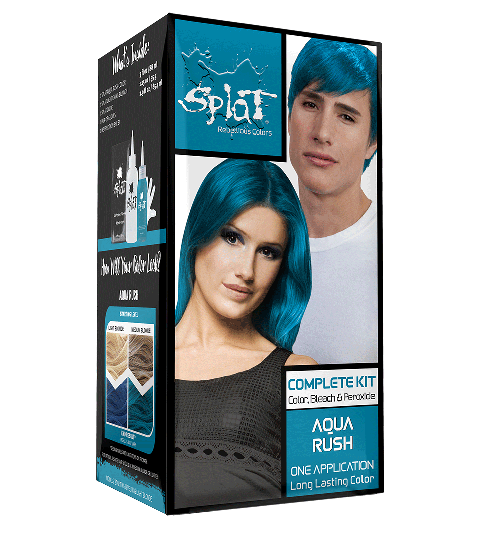 Aqua Rush: Original Blue Semi-Permanent Hair Dye Complete Kit with Bleach