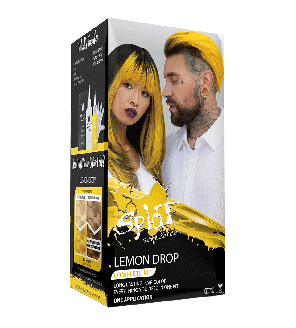 Lemon Drop: Yellow Semi-Permanent Hair Dye Complete Kit with Bleach