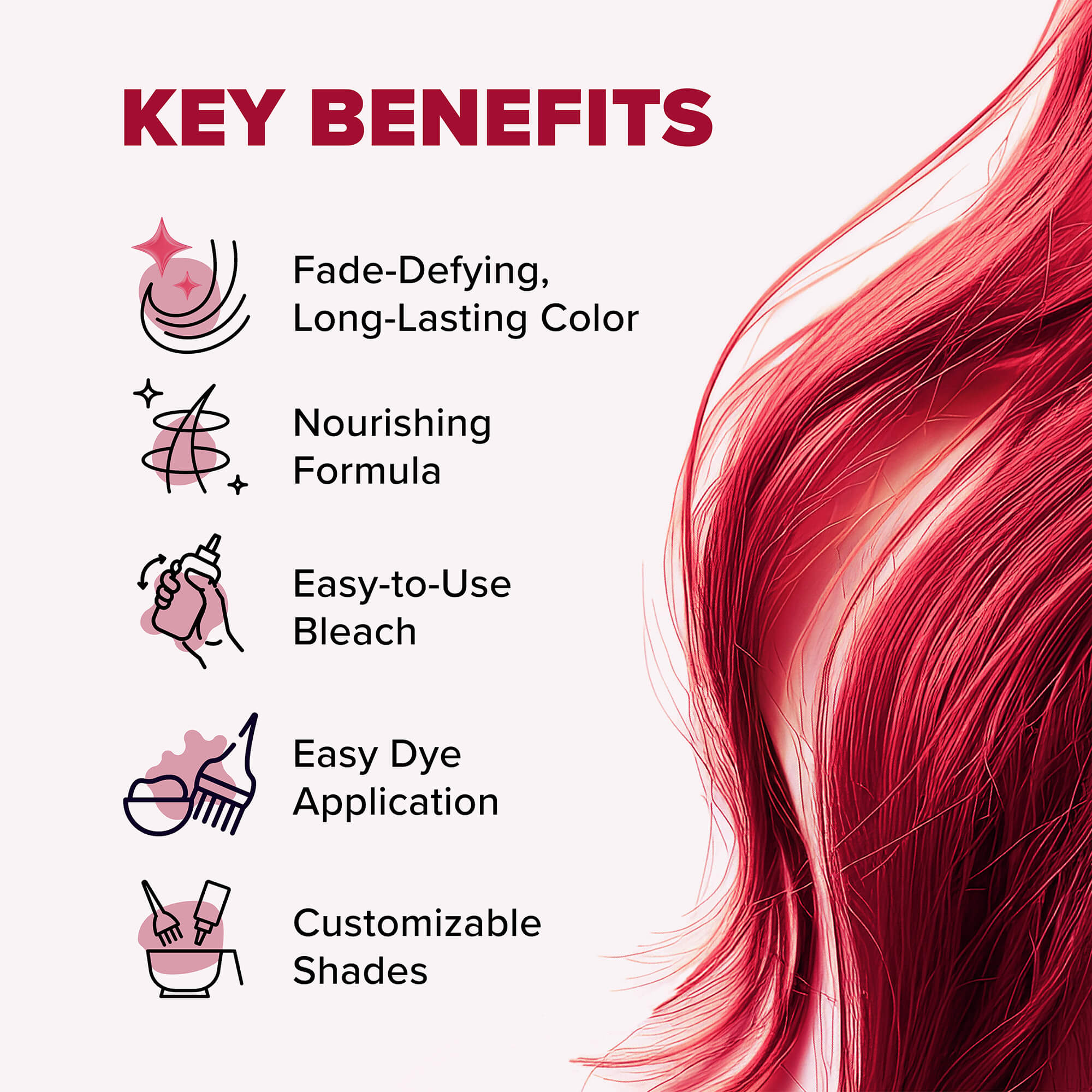 Luscious Raspberries: Original Raspberry Red Semi-Permanent Hair Dye Complete Kit with Bleach