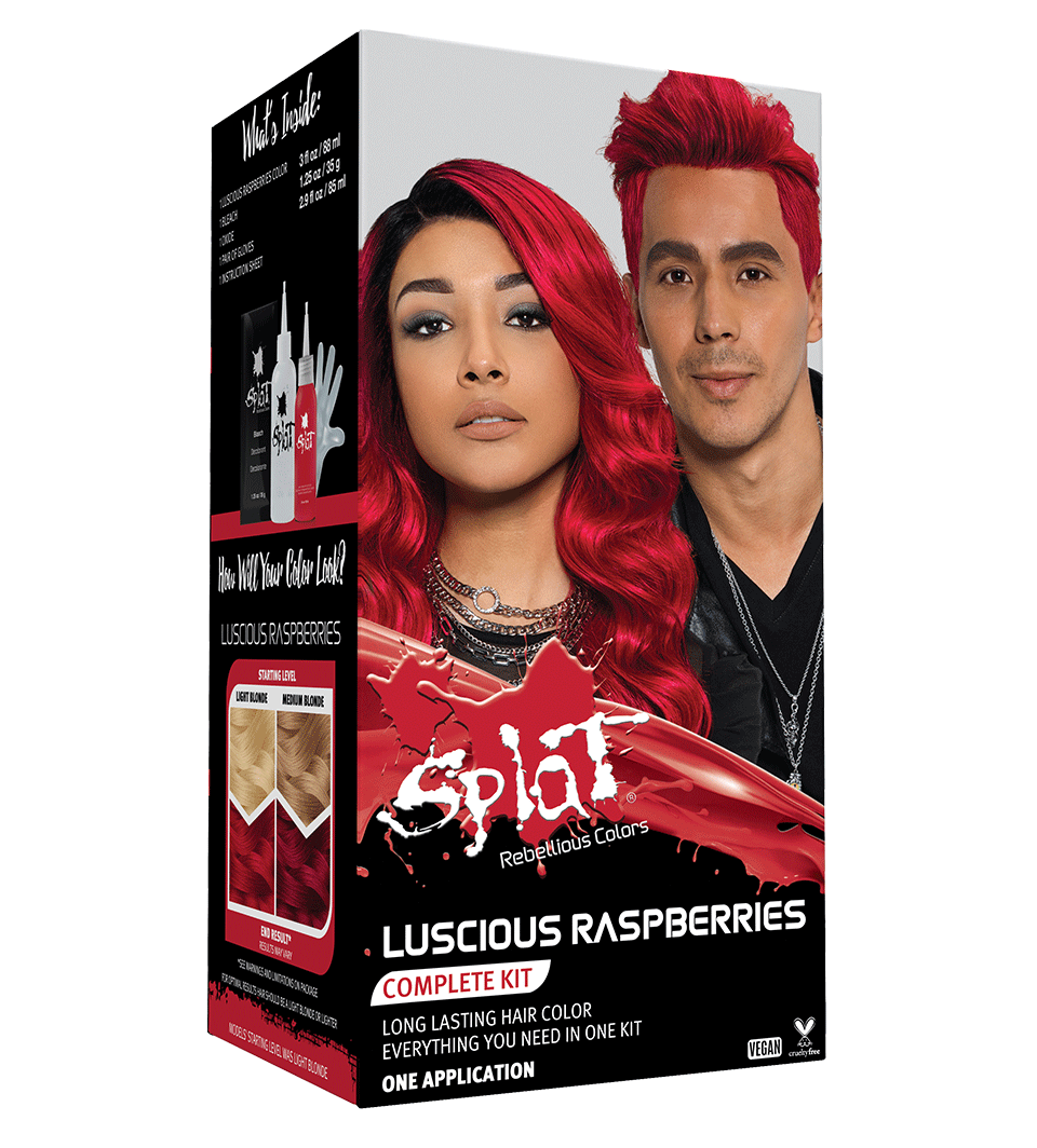 Luscious Raspberries: Original Raspberry Red Semi-Permanent Hair Dye Complete Kit with Bleach