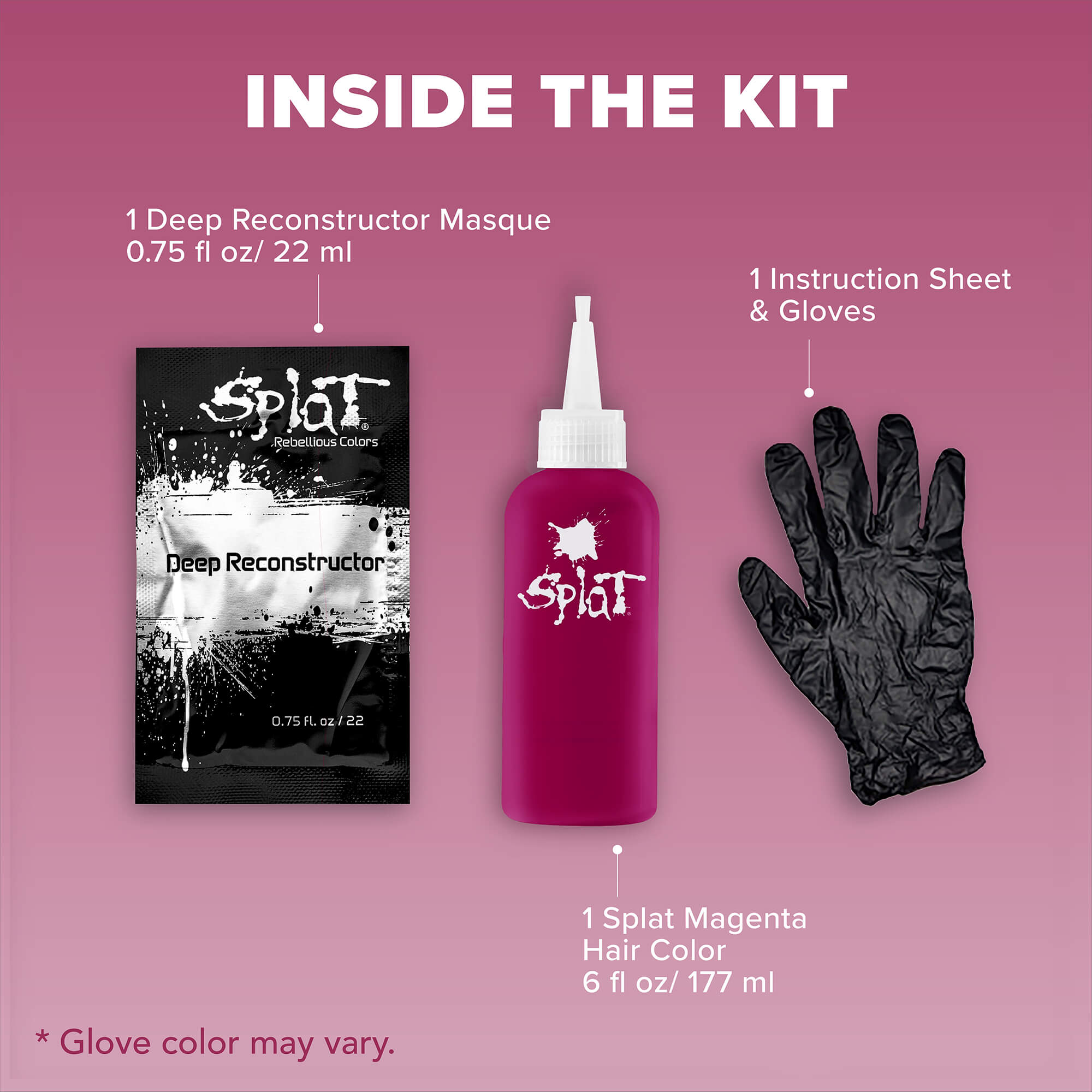 Midnight Magenta No Bleach Pink Semi-Permanent Hair Dye Kit