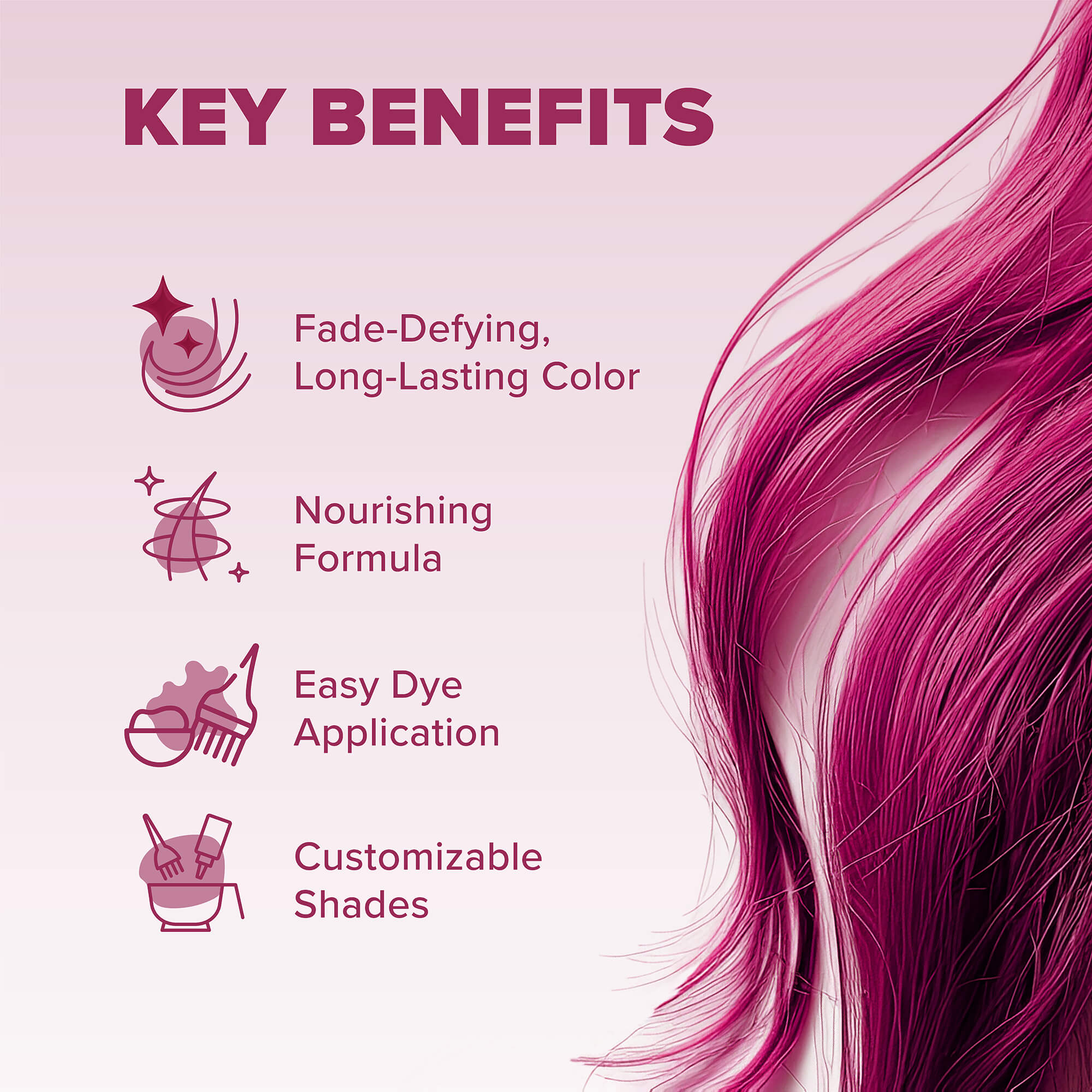 Midnight Magenta No Bleach Pink Semi-Permanent Hair Dye Kit