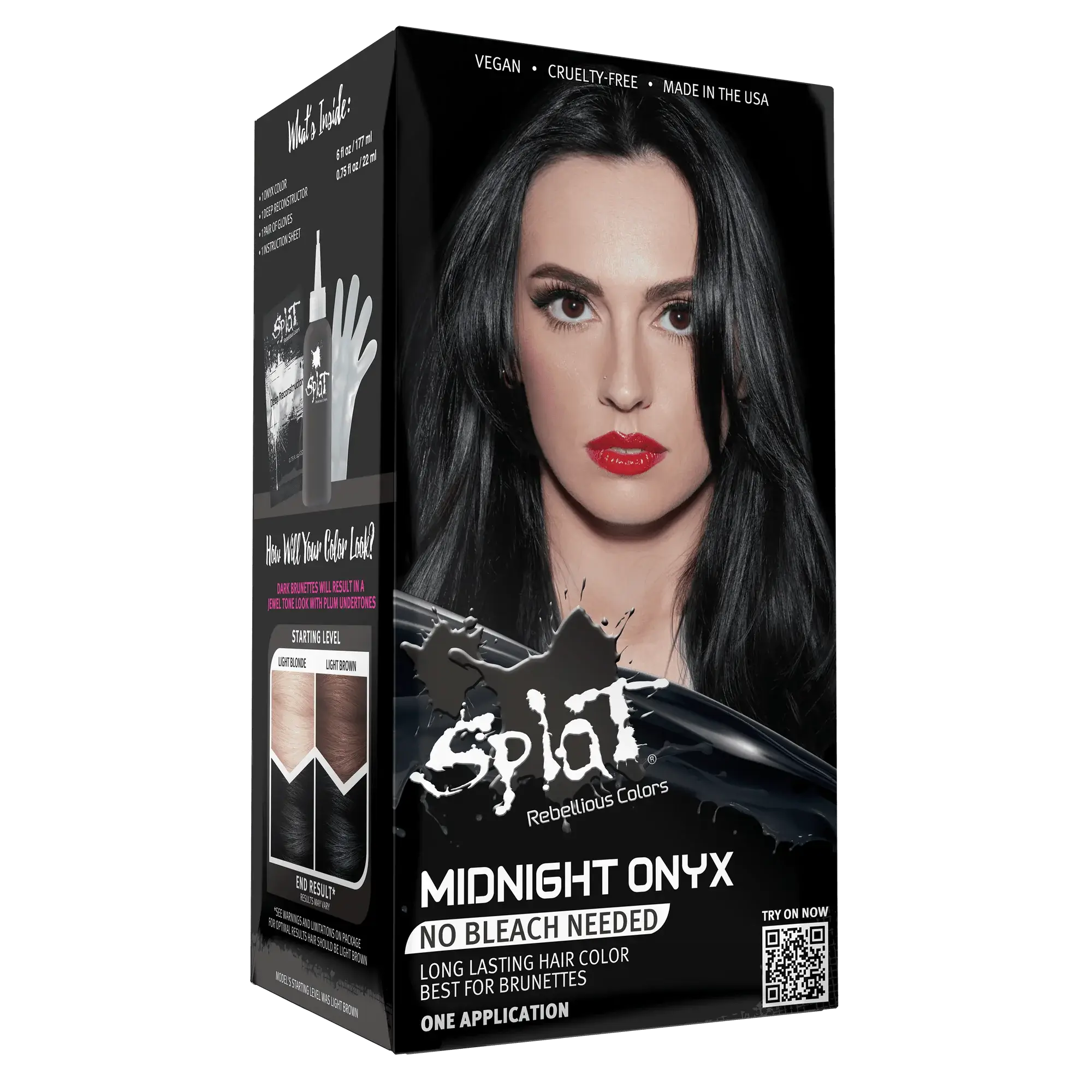 A box of Splat Hair Color&#39;s Midnight Onyx Hair Dye