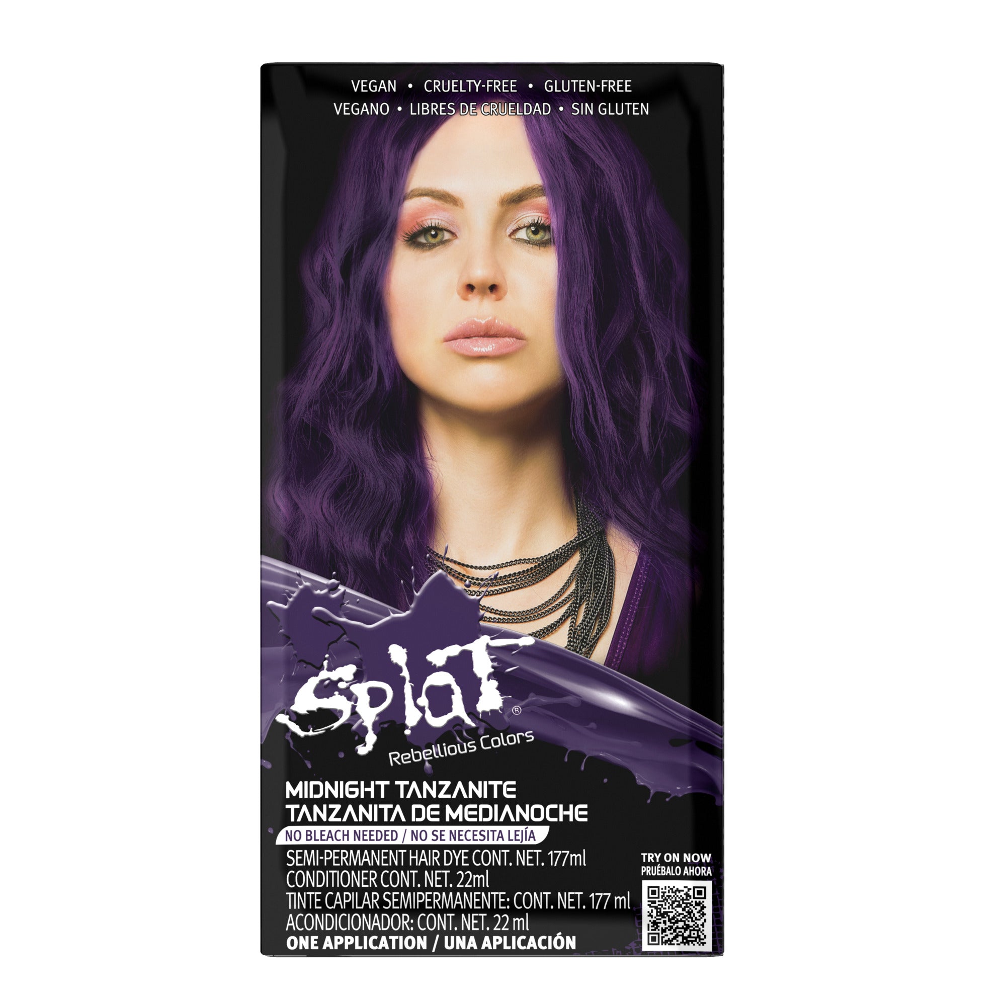 Kit de tinte para el cabello semipermanente morado oscuro sin lejía con tanzanita de medianoche