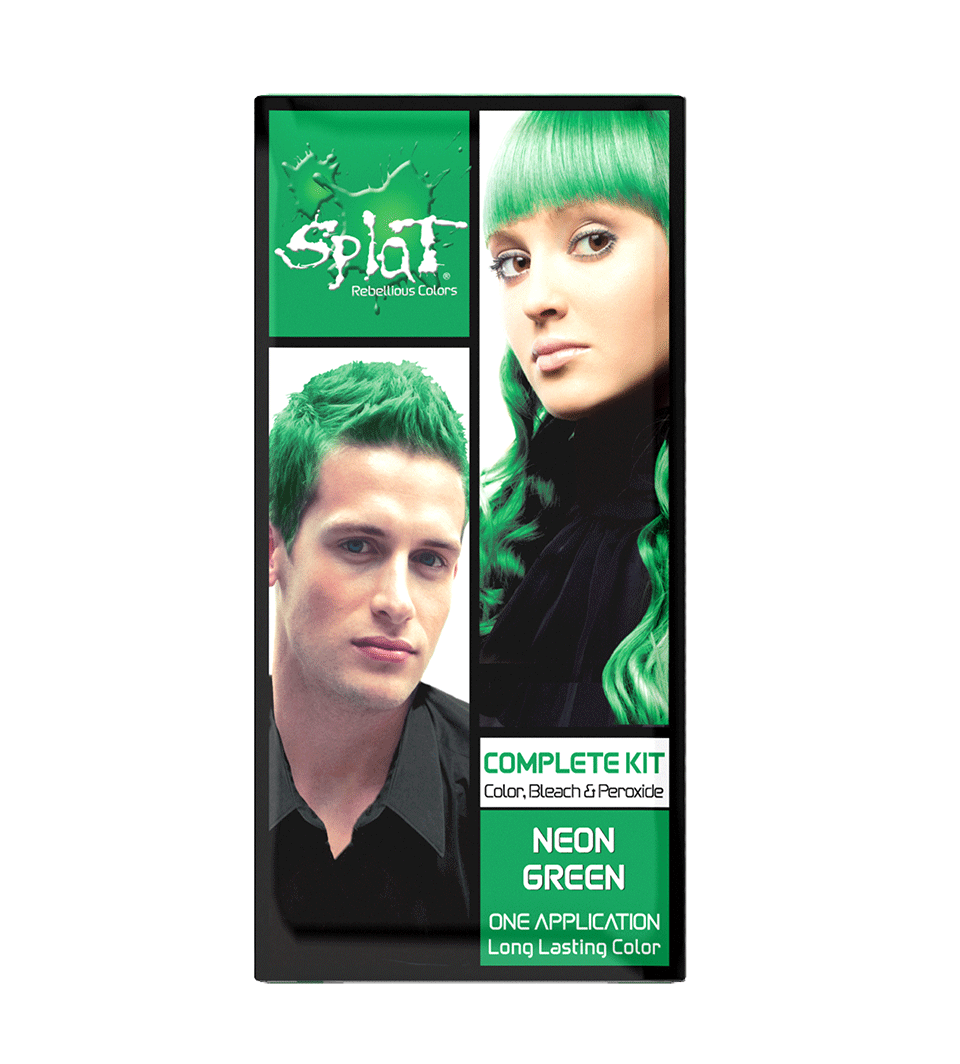 Neon Green: Original Neon Green Semi-Permanent Hair Dye Complete Kit with Bleach