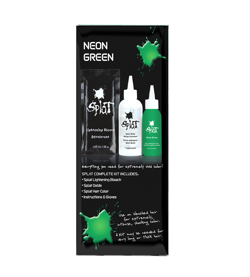 Neon Green: Original Neon Green Semi-Permanent Hair Dye Complete Kit with Bleach