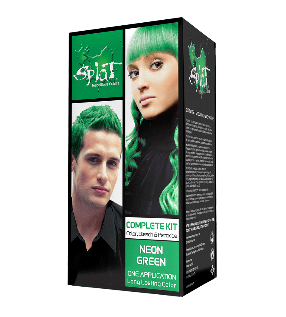 Neon Green: Original Neon Green Semi-Permanent Hair Dye Complete Kit with Bleach