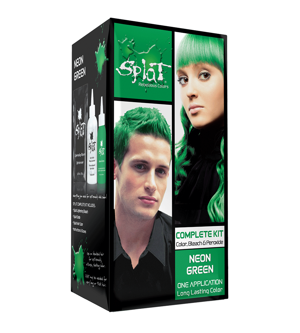 Neon Green: Original Neon Green Semi-Permanent Hair Dye Complete Kit with Bleach