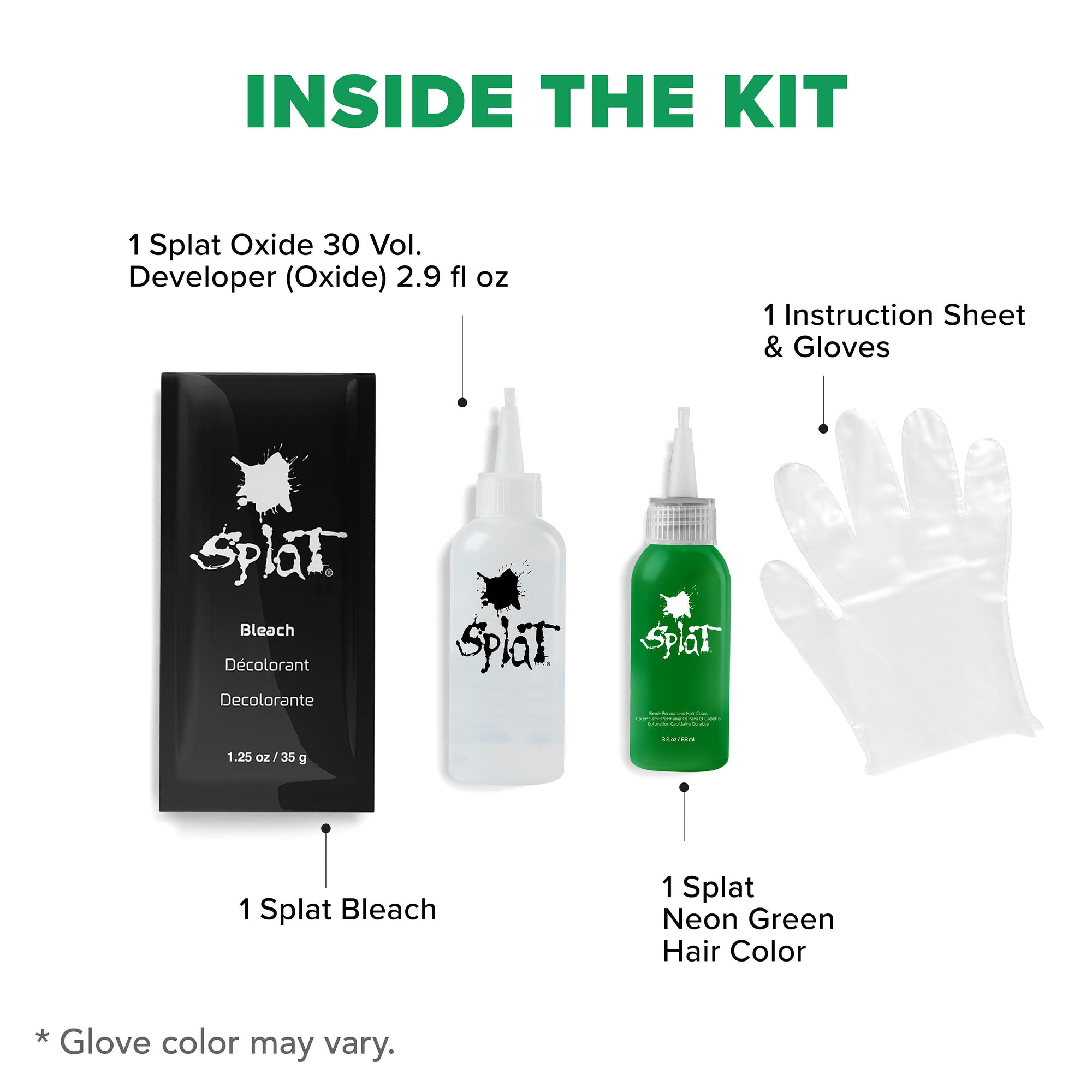 Neon Green: Original Neon Green Semi-Permanent Hair Dye Complete Kit with Bleach