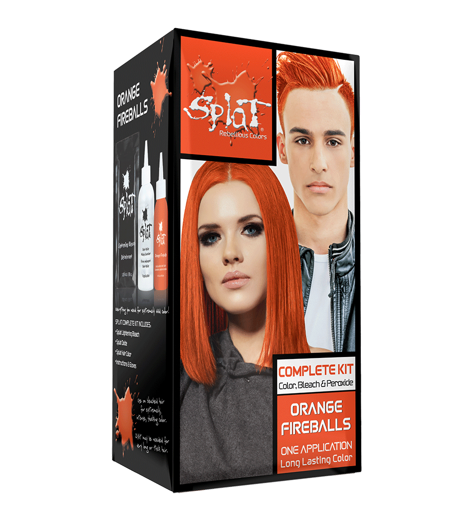 Kit Completo Original con Decolorante y Coloración Semi-Permanente – Bolas de Fuego Naranja
