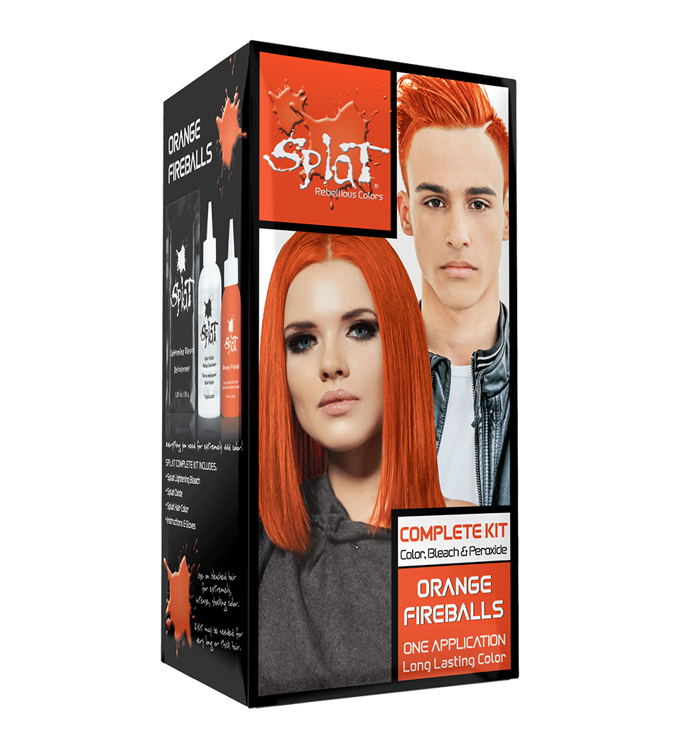 Orange Fireballs: Original Fire Orange Semi-Permanent Hair Dye Complete Kit with Bleach