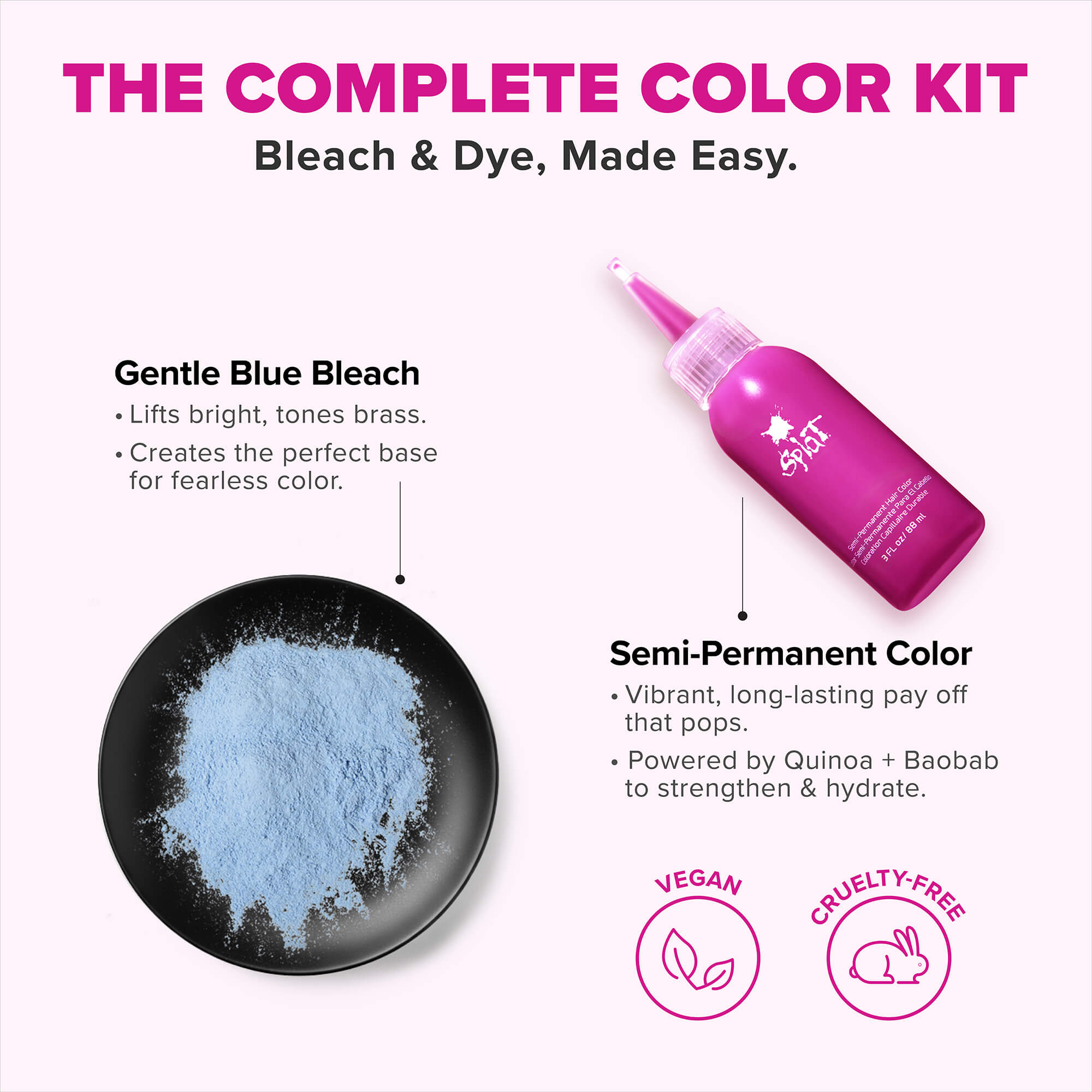 Pink Fetish: Original Pink Semi-Permanent Hair Dye Complete Kit with Bleach