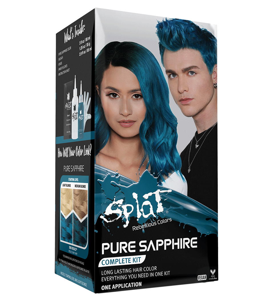 Pure Sapphire: Original Soft Blue Semi-Permanent Hair Dye Complete Kit with Bleach