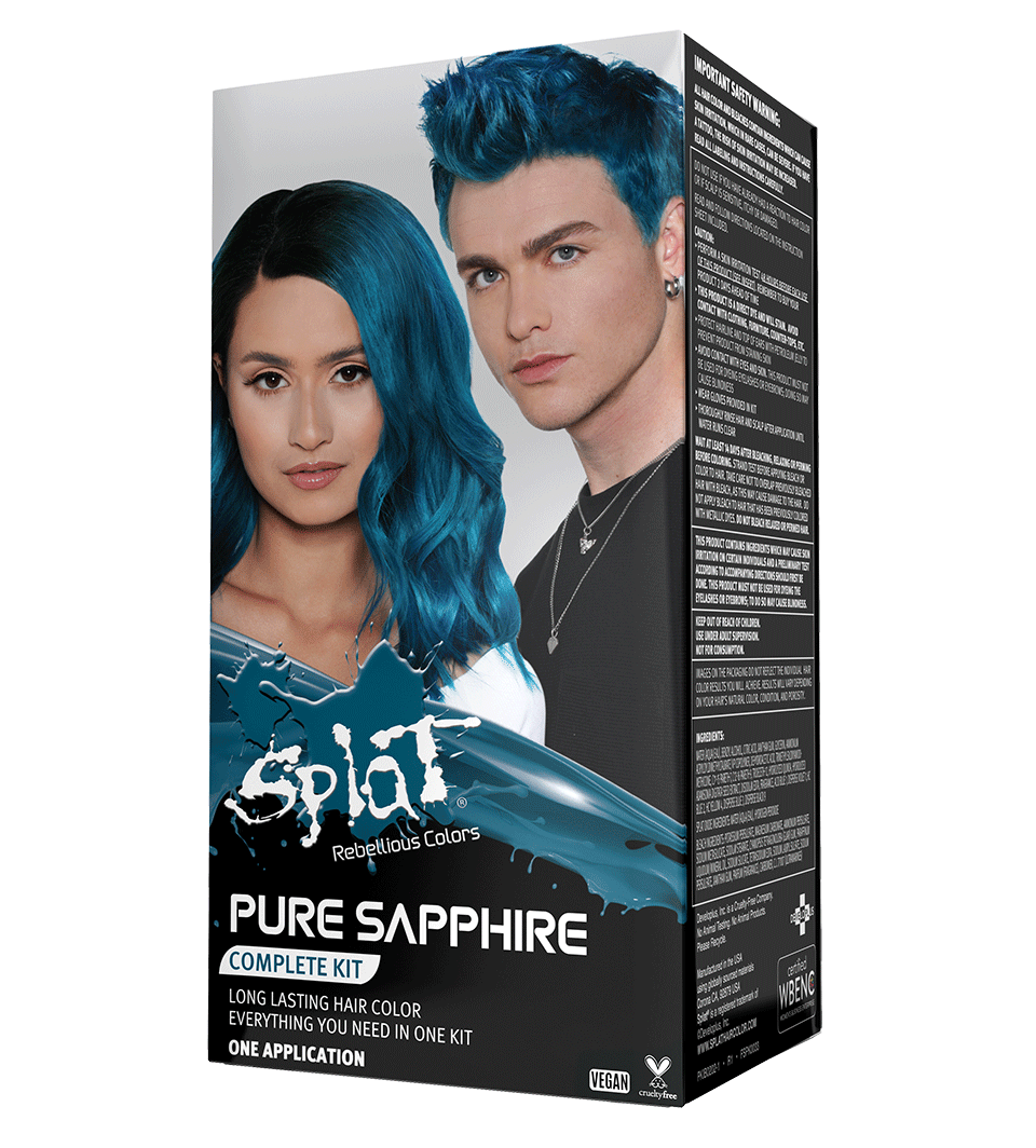 Pure Sapphire: Original Soft Blue Semi-Permanent Hair Dye Complete Kit with Bleach