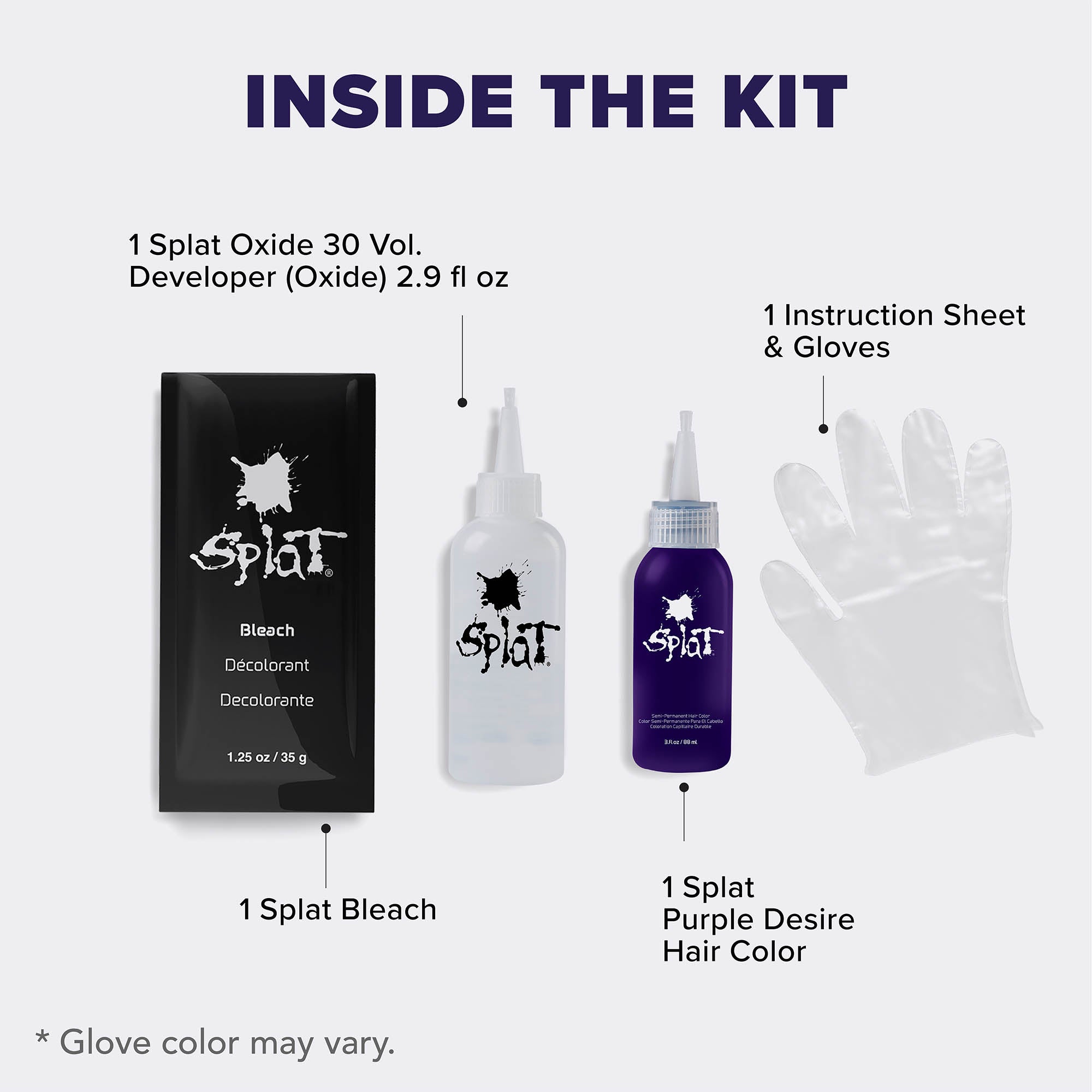 Purple Desire: Original Purple Semi-Permanent Hair Dye Complete Kit with Bleach