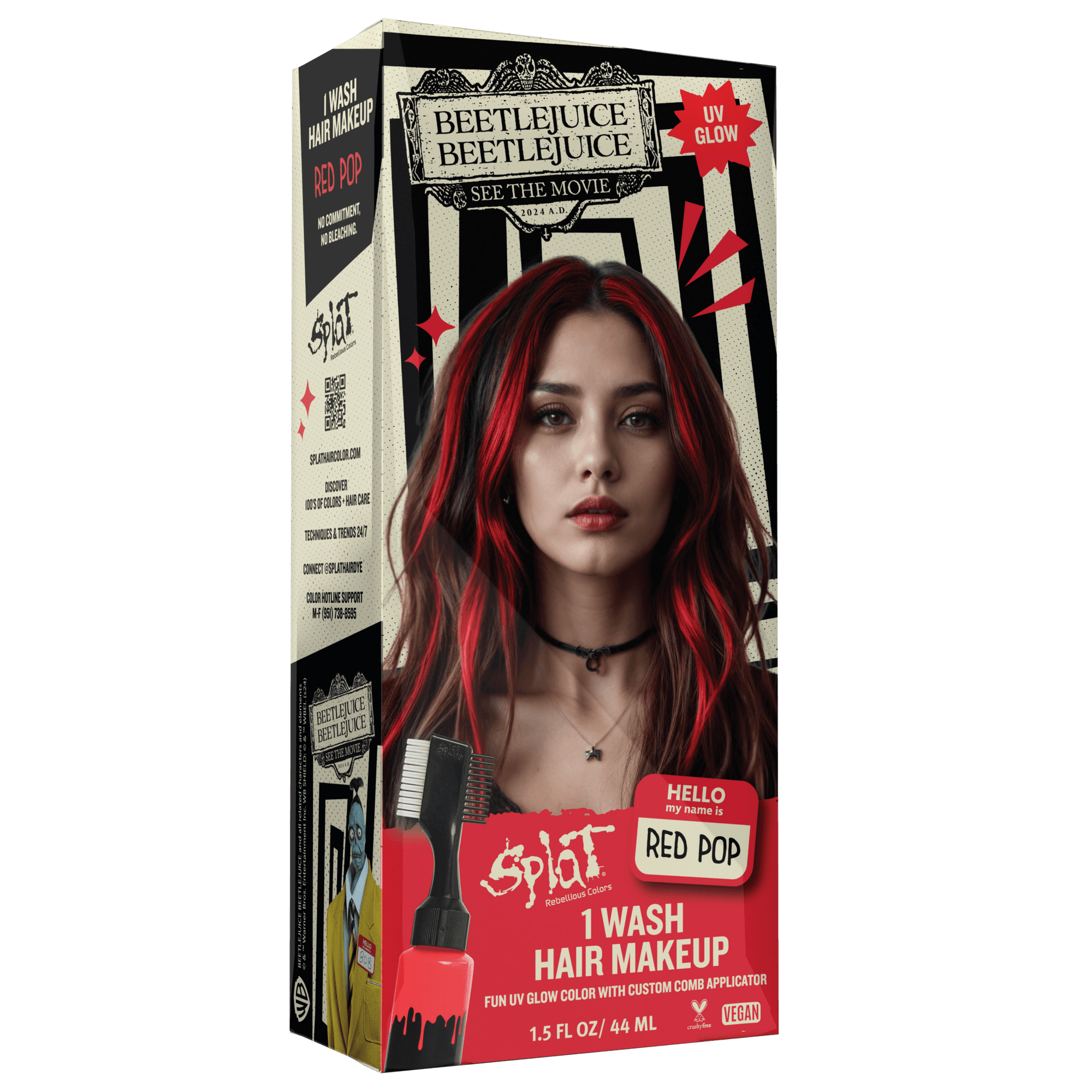Beetlejuice Red Pop One-Wash Temporary Hair Dye | Splat Hair Color
