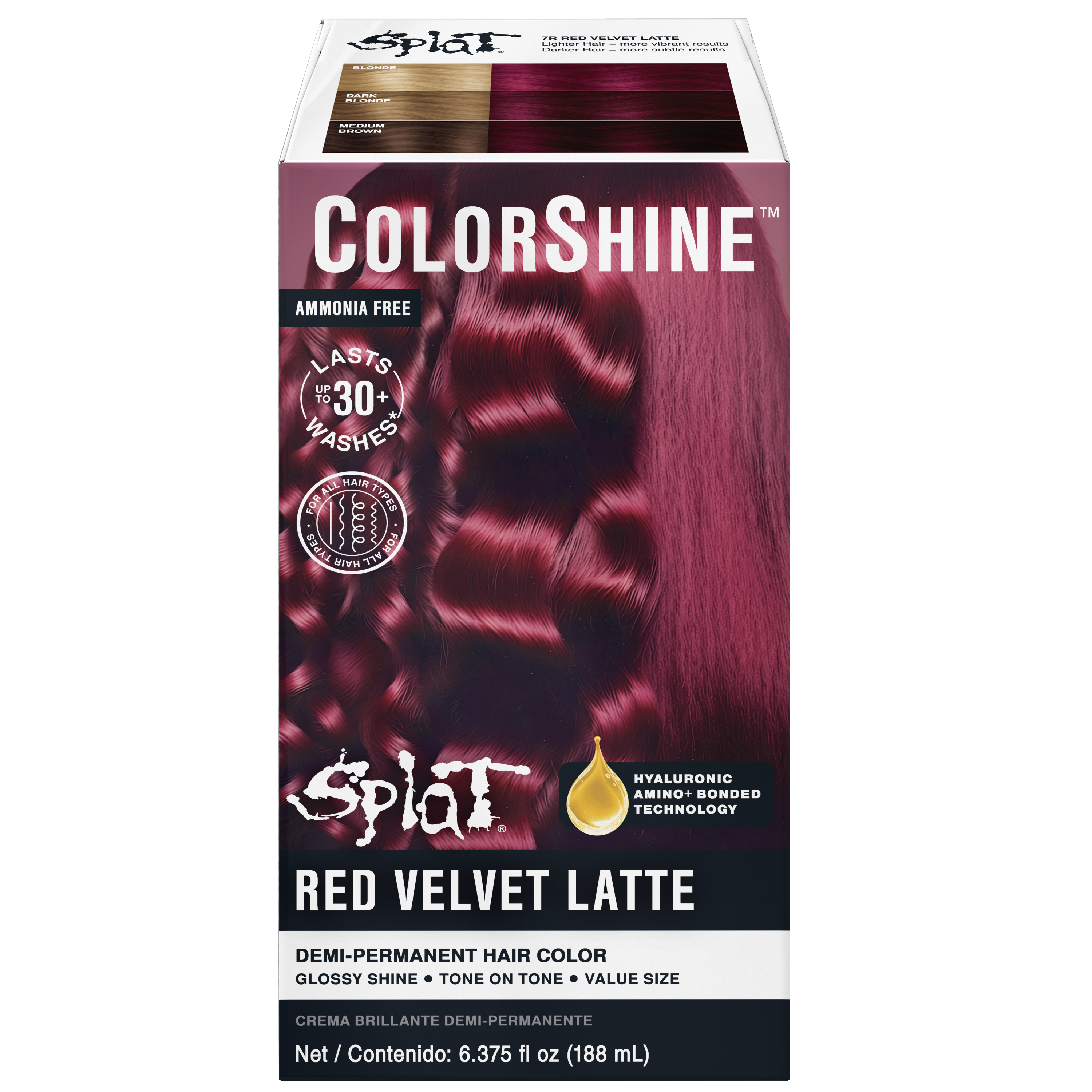 Splat ColorShine Demi-Permanent Hair Color:  7R Red Velvet Latte