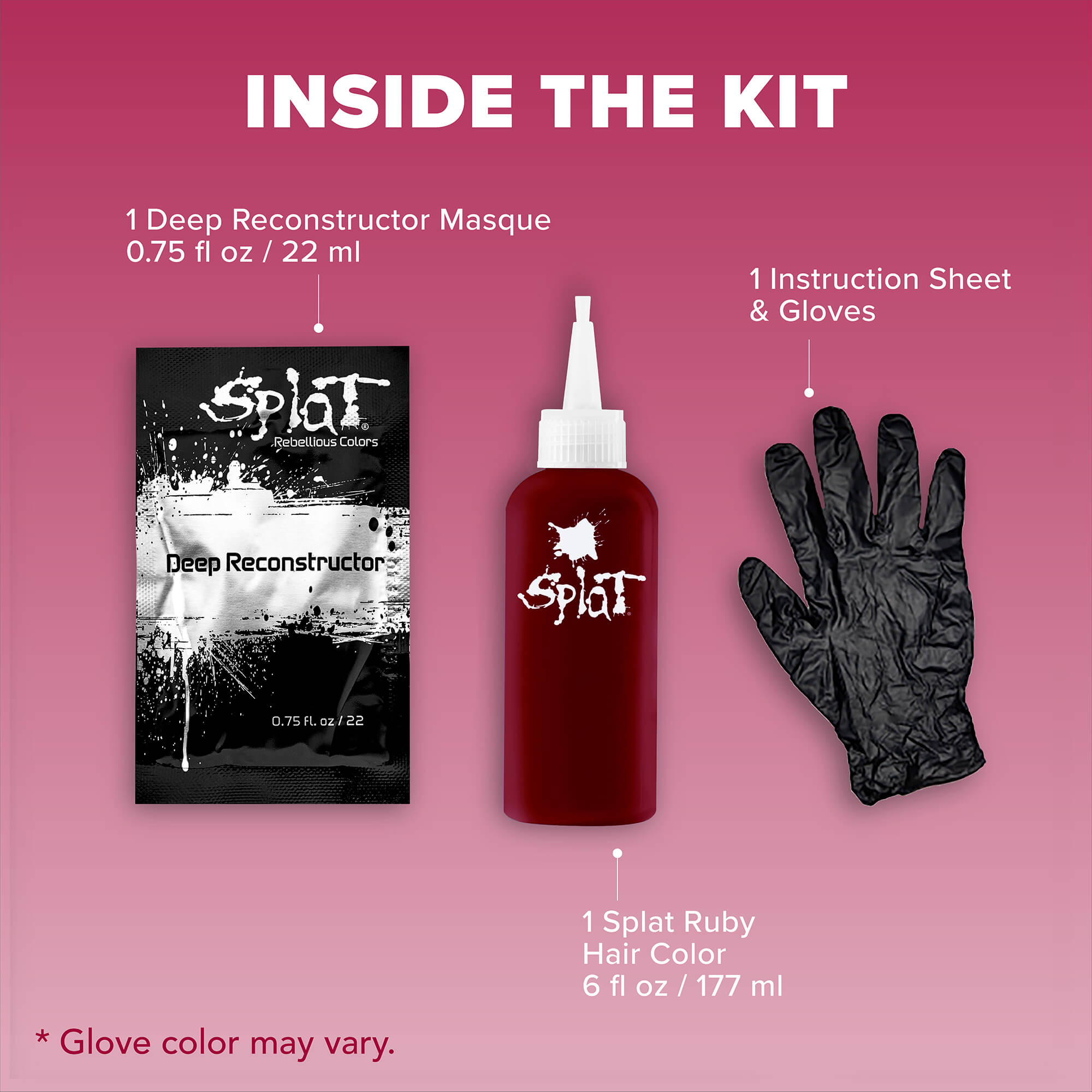 Midnight Ruby No Bleach Dark Red Semi-Permanent Hair Dye Kit