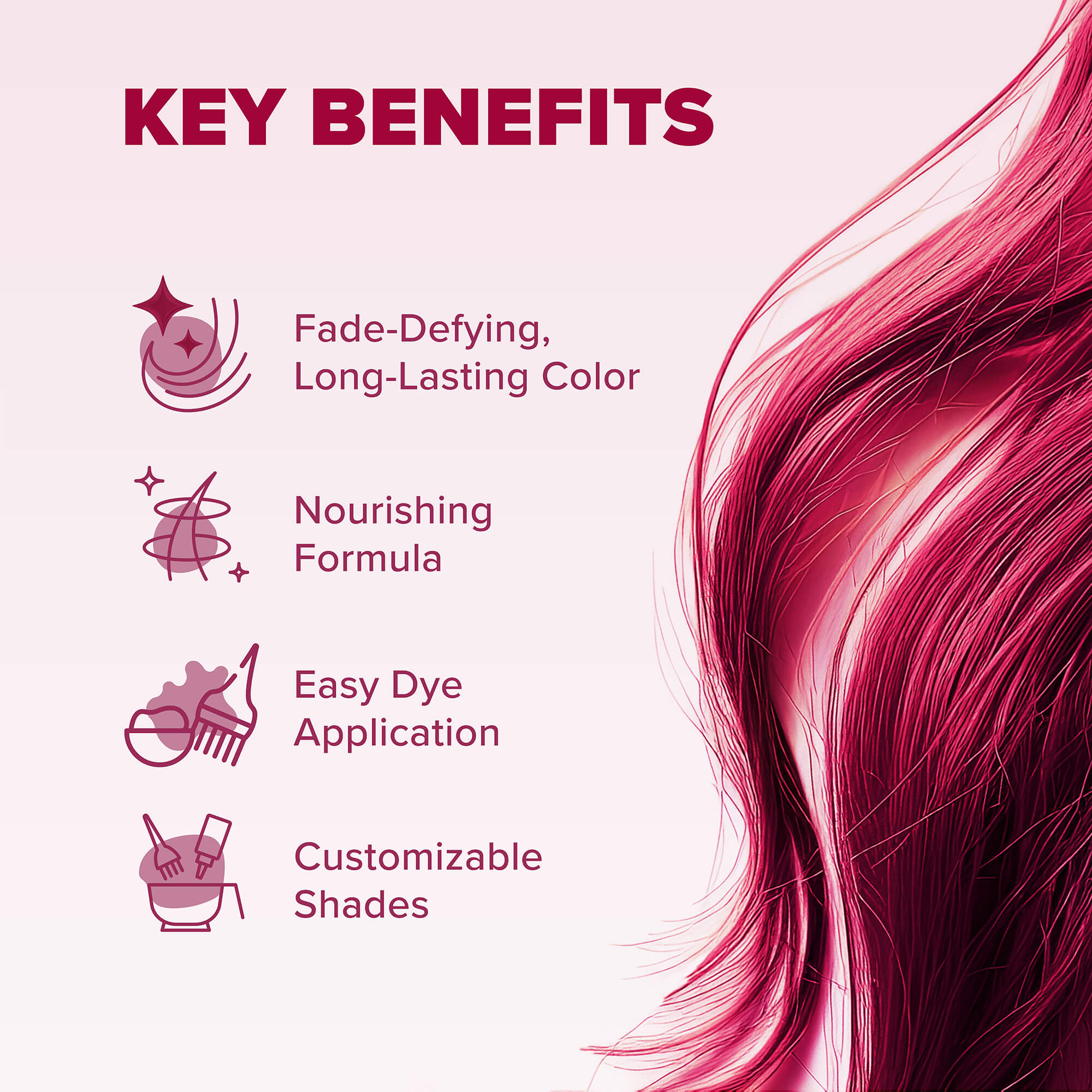 Midnight Ruby No Bleach Dark Red Semi-Permanent Hair Dye Kit