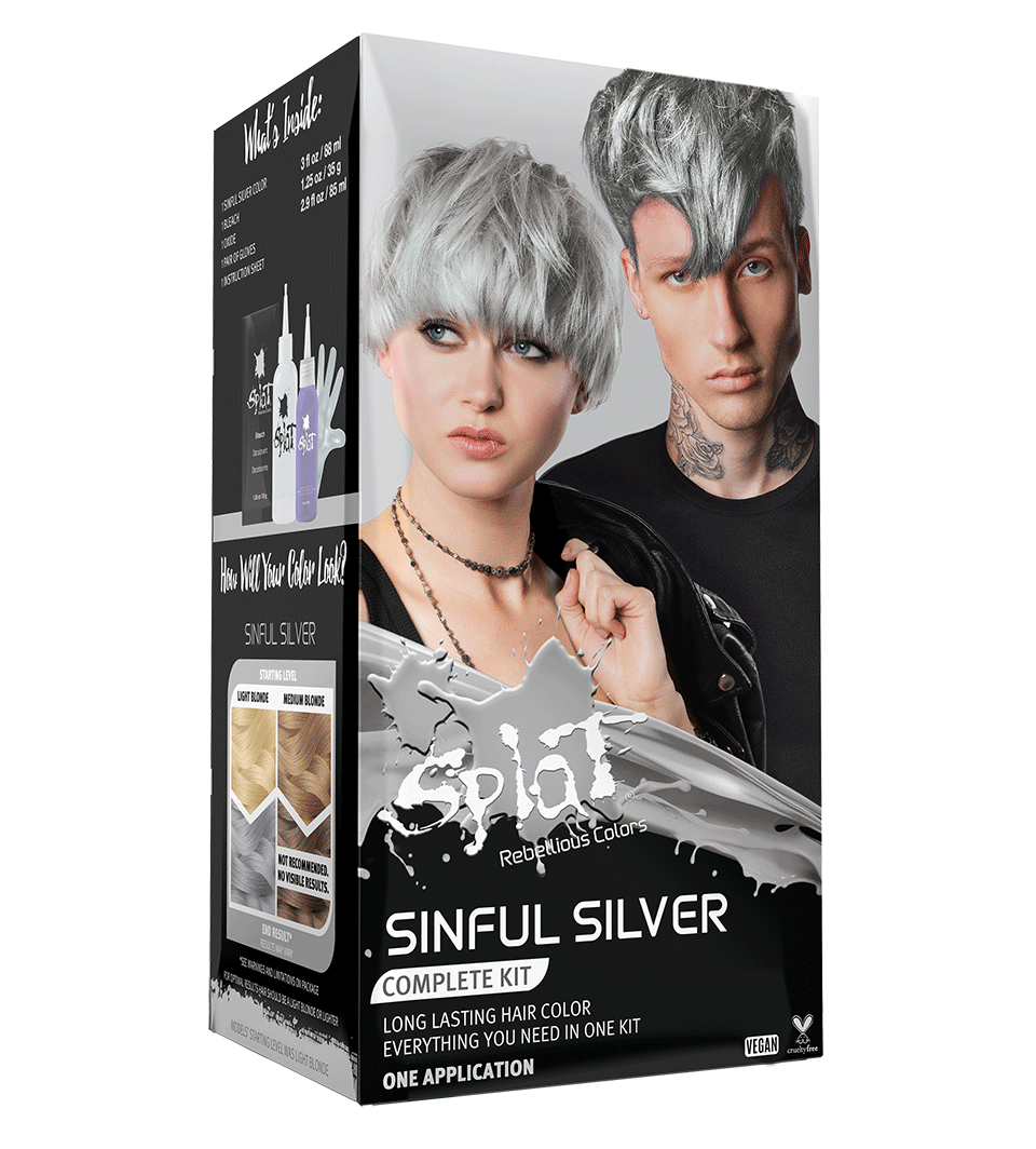 Sinful Silver: Original Silver Semi-Permanent Hair Dye Complete Kit with Bleach