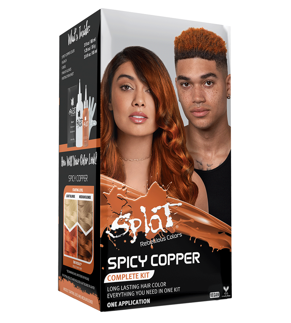 Spicy Copper: Copper Semi-Permanent Hair Dye Complete Kit with Bleach