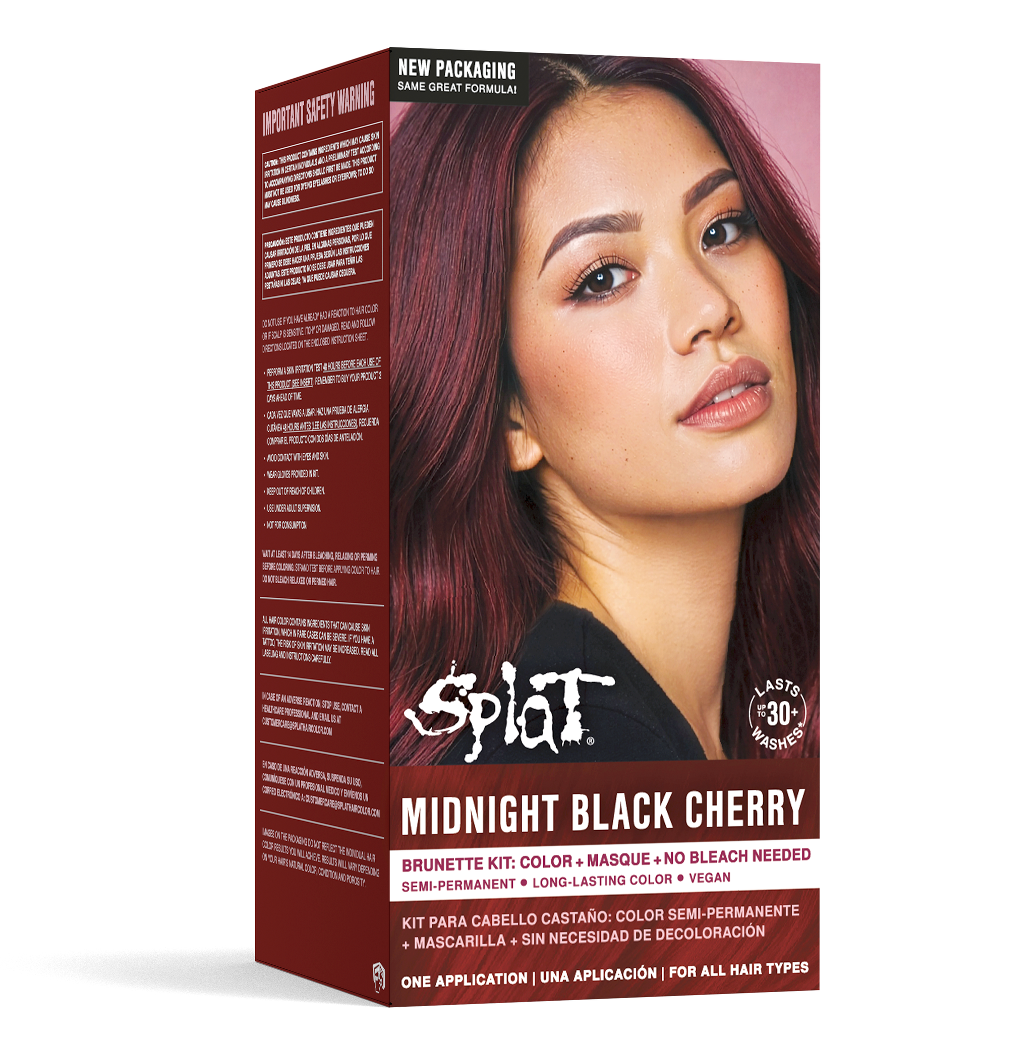 Midnight Black Cherry No Bleach Deep Red Semi-Permanent Hair Dye Kit