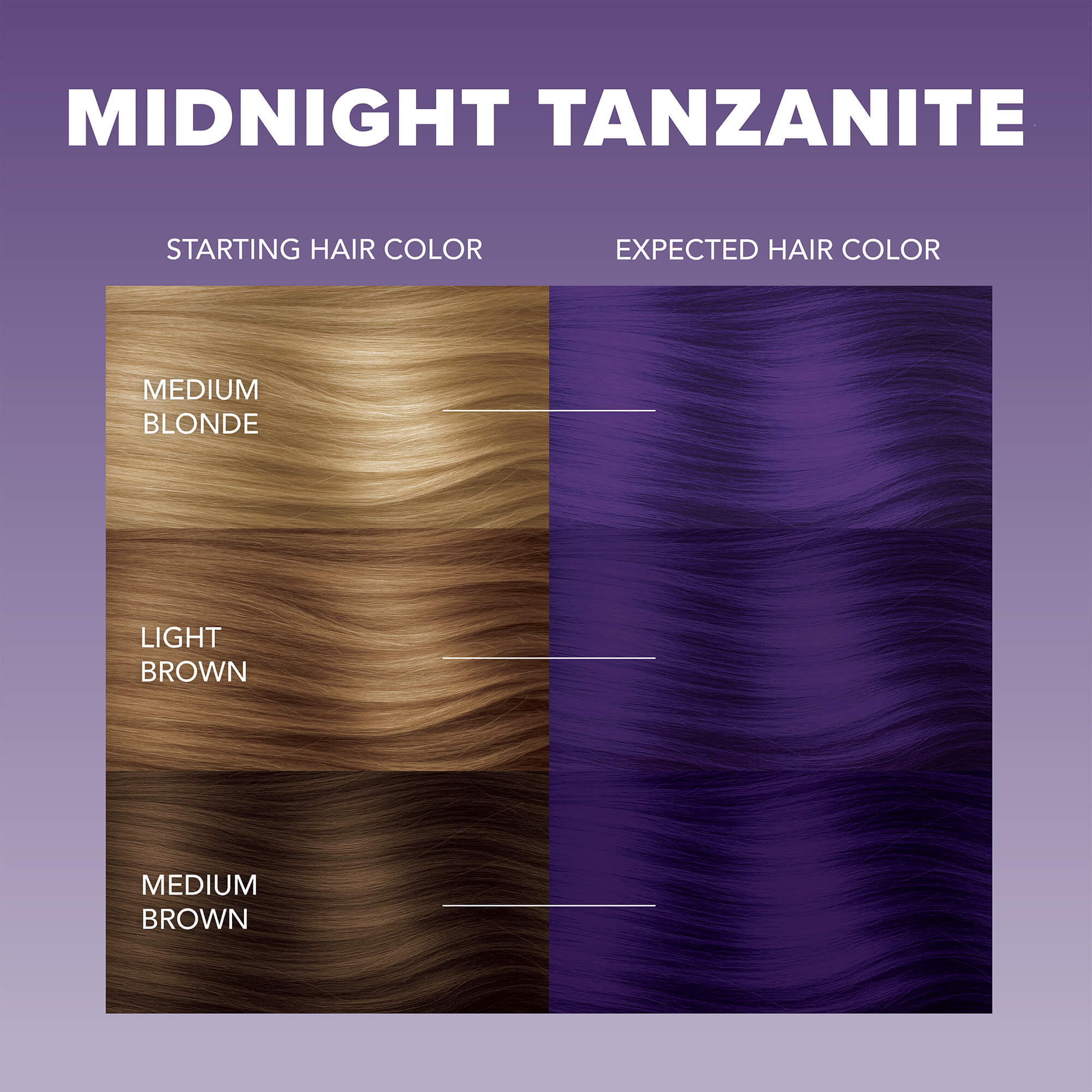 Midnight Tanzanite No Bleach Dark Purple Semi-Permanent Hair Dye Kit