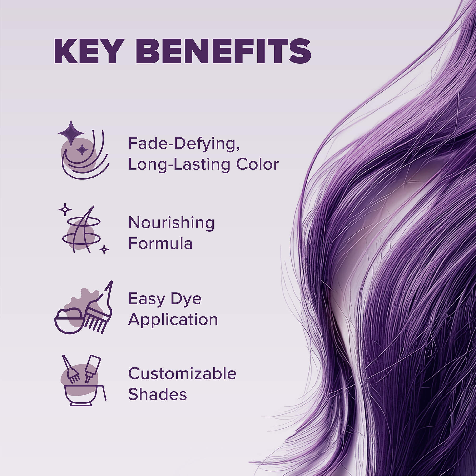 Midnight Violet No Bleach Violet Semi-Permanent Hair Dye Kit