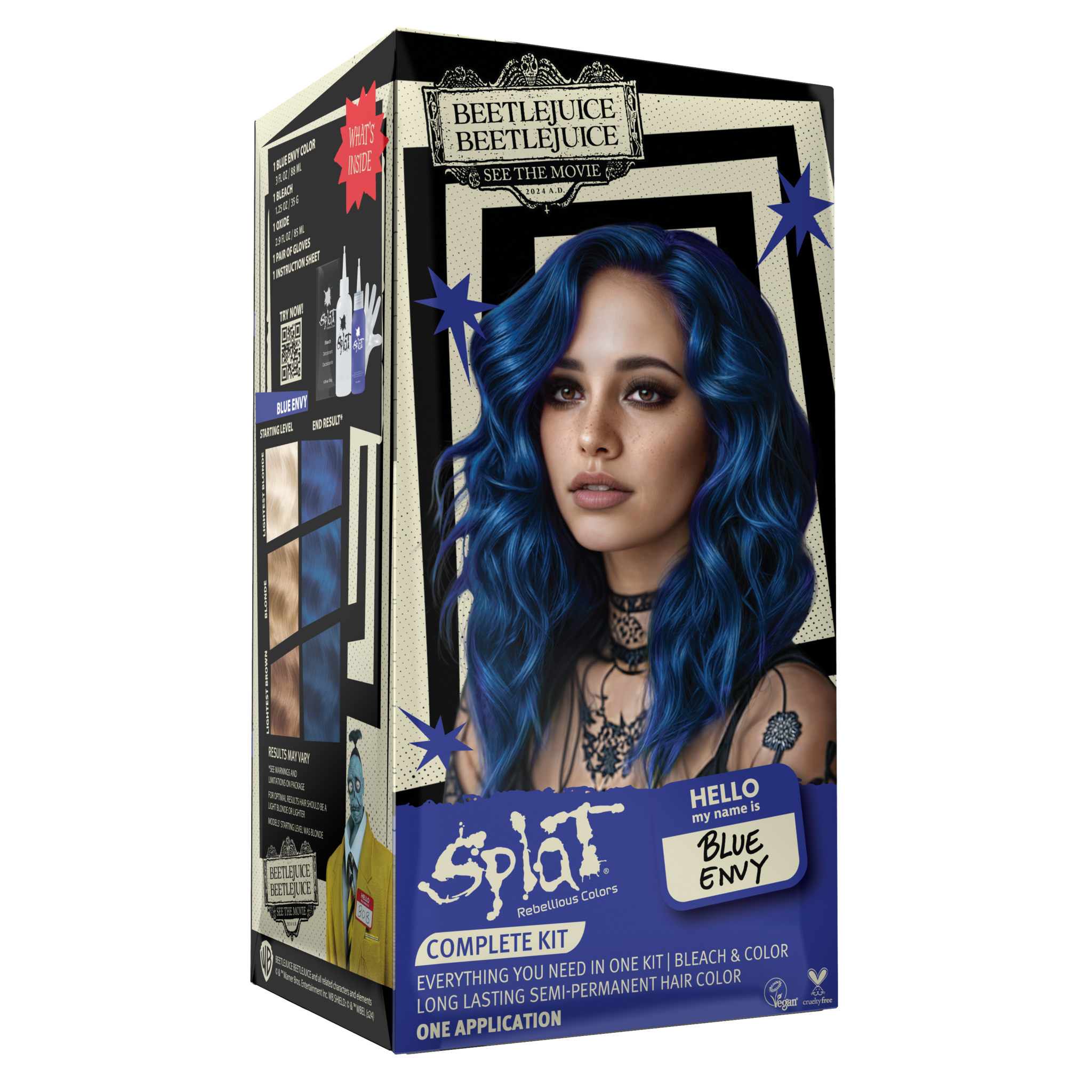 Beetlejuice Beetlejuice Blue Envy - Semi-Permanent Hair Dye Complete Kit with Bleach