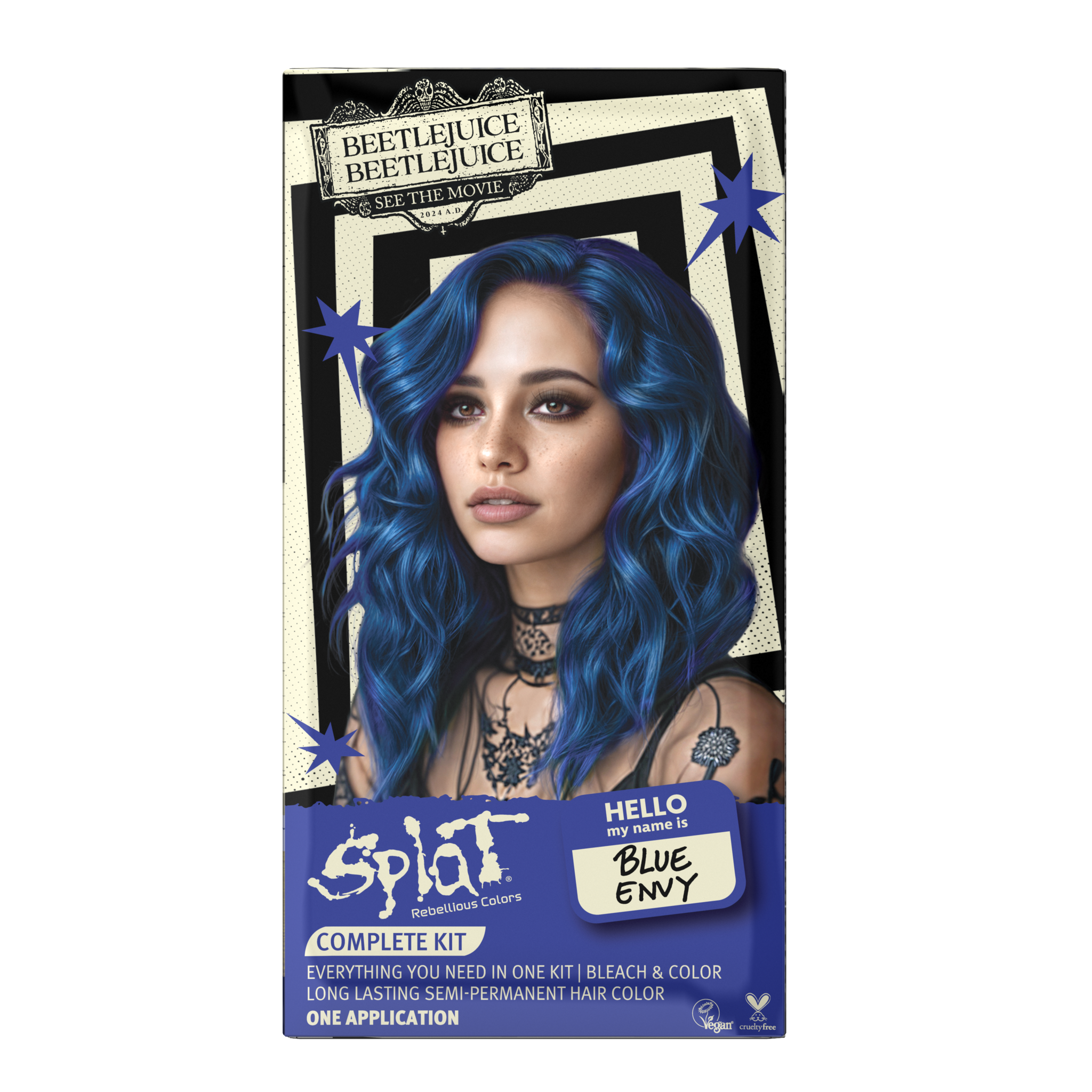 Beetlejuice Beetlejuice Blue Envy - Semi-Permanent Hair Dye Complete Kit with Bleach