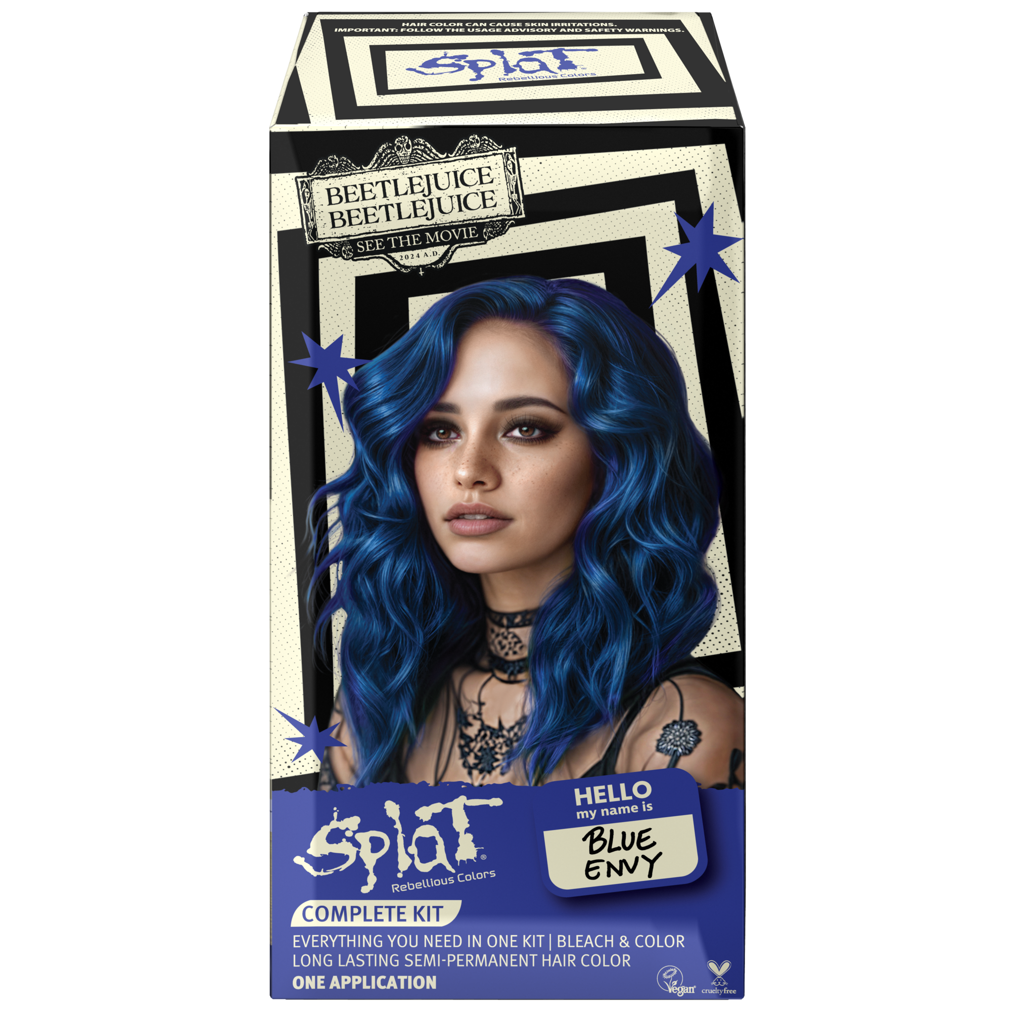 Beetlejuice Beetlejuice Blue Envy - Semi-Permanent Hair Dye Complete Kit with Bleach