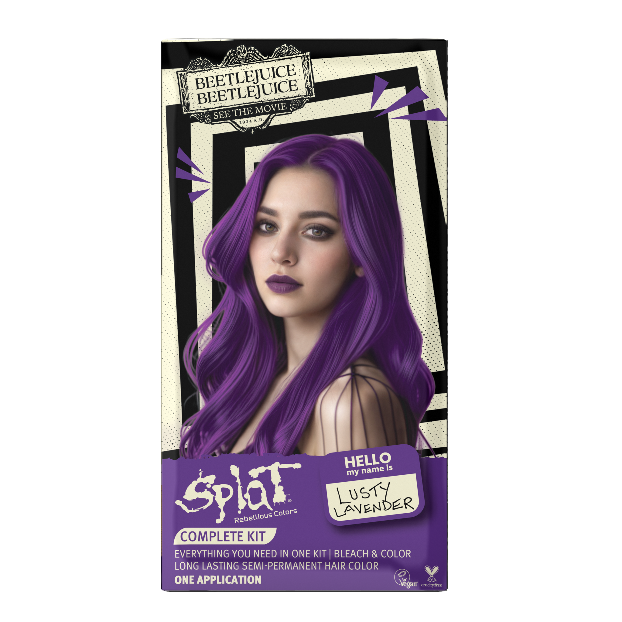 Beetlejuice Beetlejuice Lusty Lavender - Semi-Permanent Hair Dye Complete Kit with Bleach