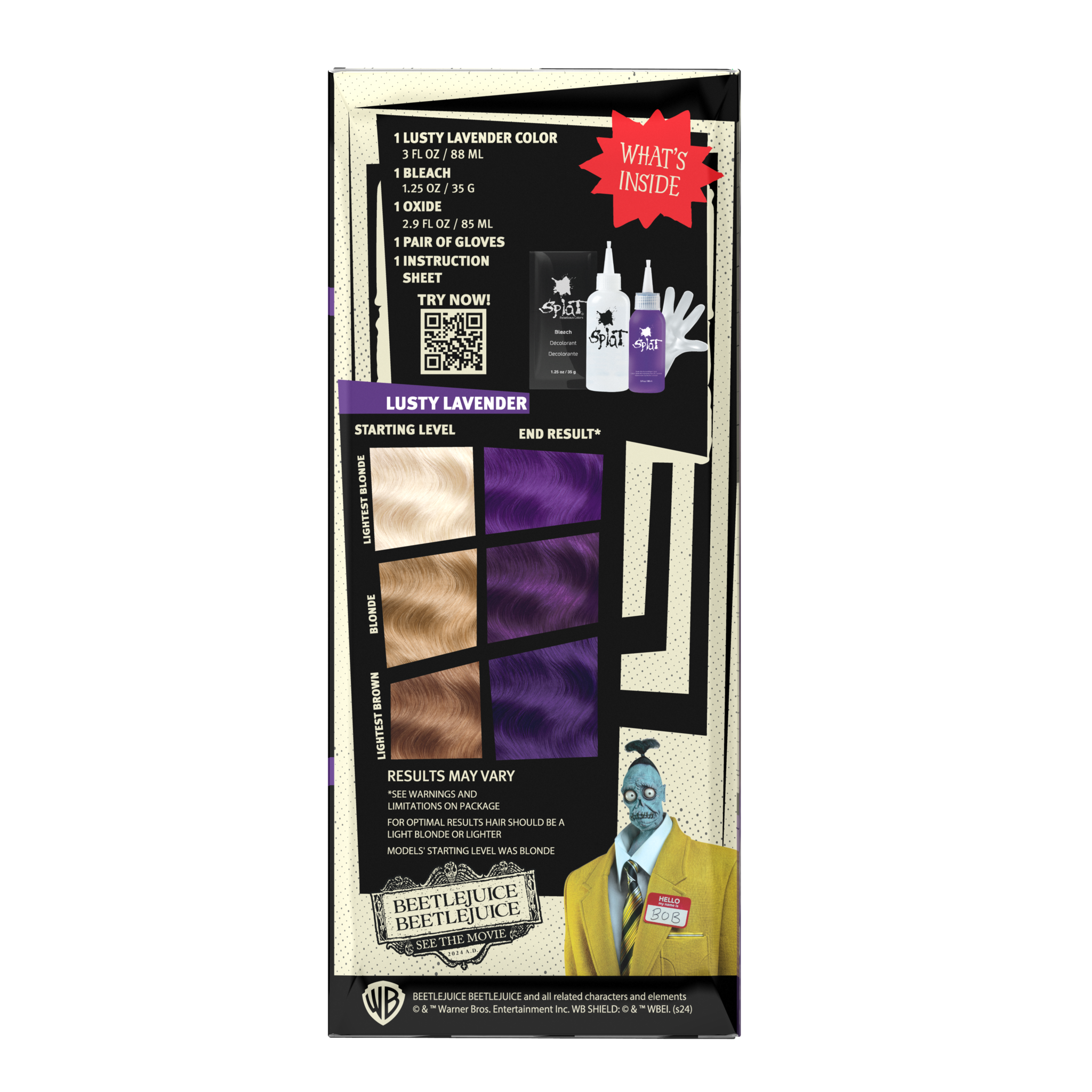 Beetlejuice Beetlejuice Lusty Lavender - Semi-Permanent Hair Dye Complete Kit with Bleach