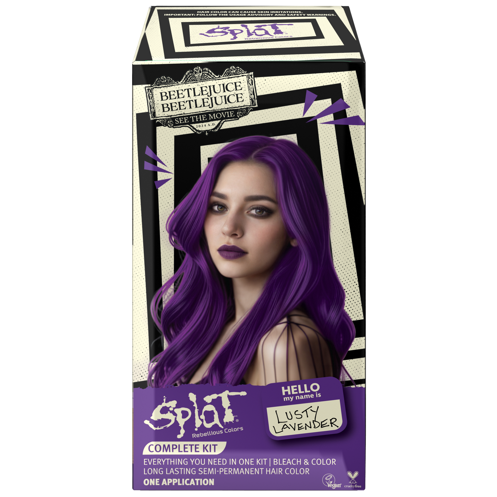 Beetlejuice Beetlejuice Lusty Lavender - Semi-Permanent Hair Dye Complete Kit with Bleach