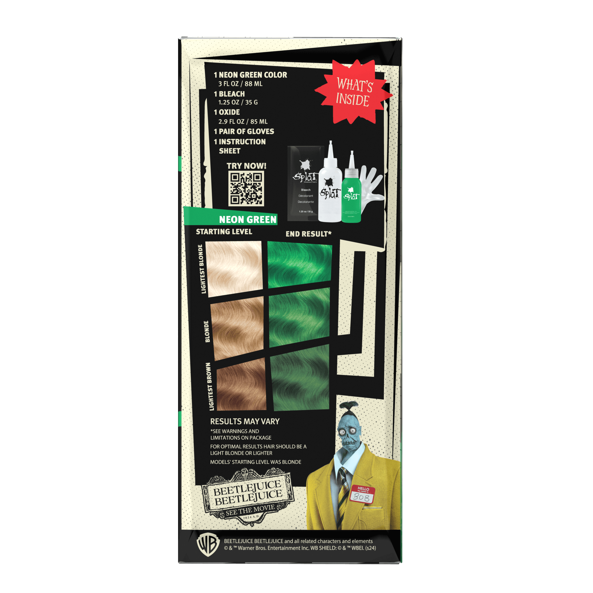 Beetlejuice Beetlejuice Neon Green - Semi-Permanent Hair Dye Complete Kit with Bleach