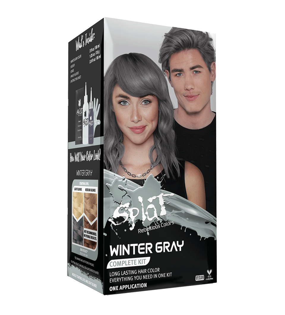 Winter Grey: Original Grey Semi-Permanent Hair Dye Complete Kit with Bleach