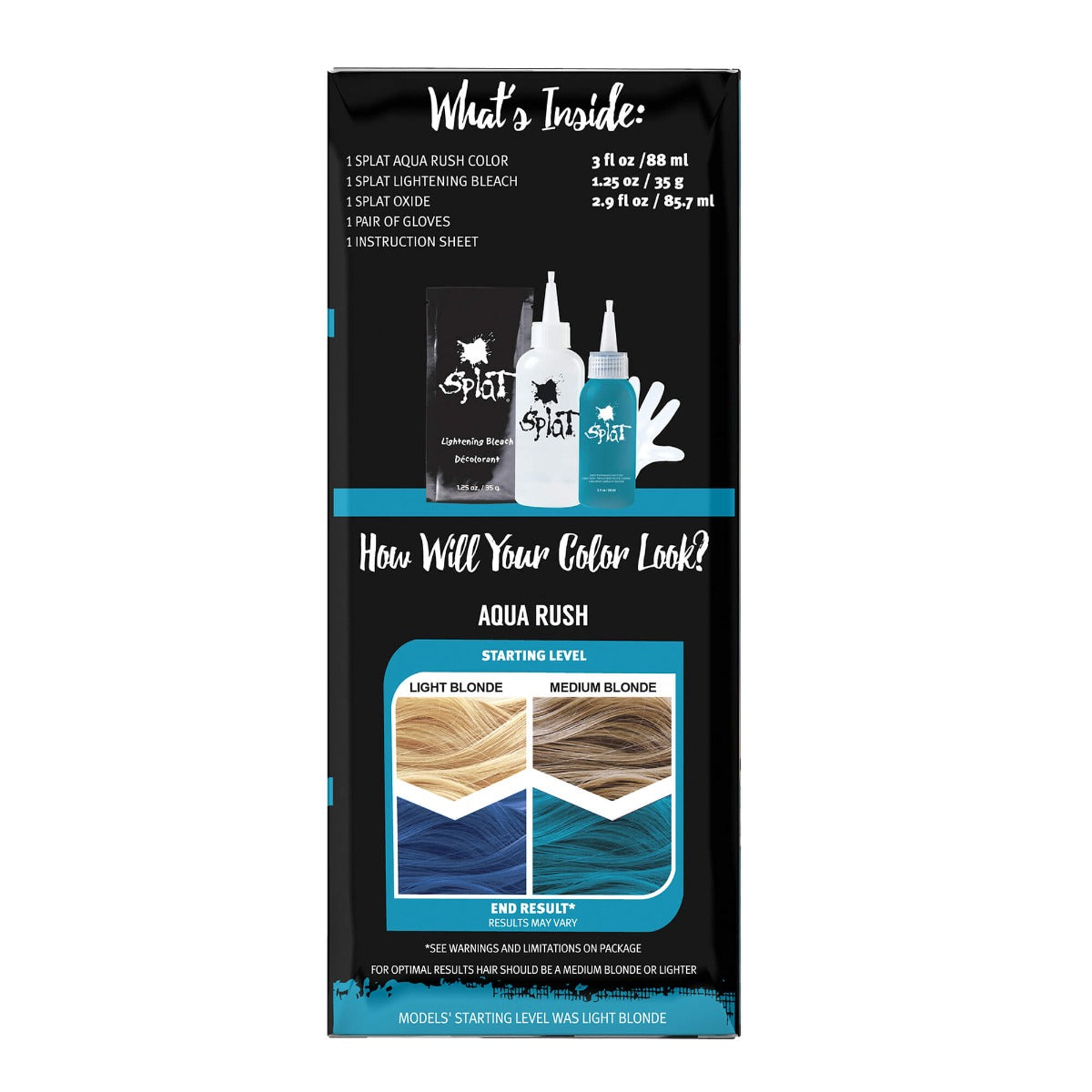 Aqua Rush: Original Blue Semi-Permanent Hair Dye Complete Kit with Bleach