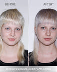 A photo of a model wearing Splat Platinum Blonde Hair Dye before and after front