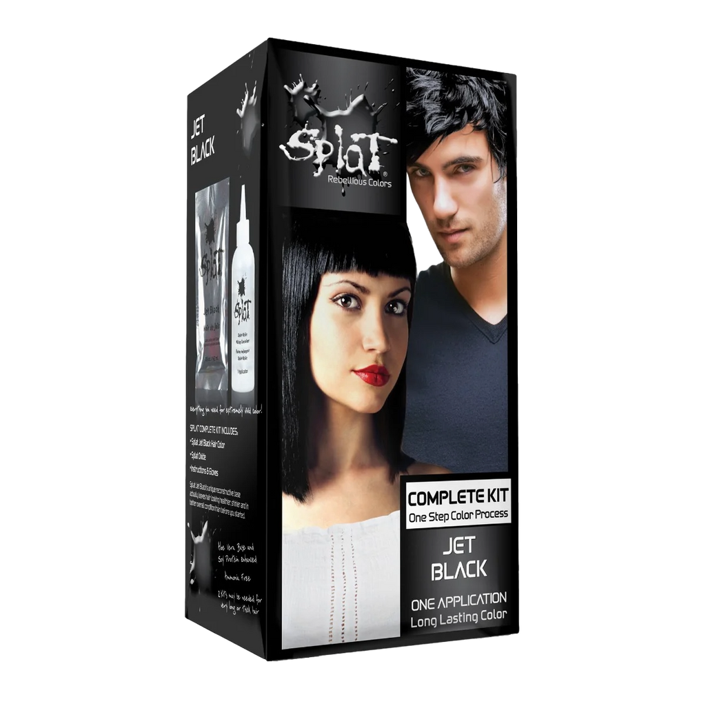 Jet Black: No Bleach Black Permanent Hair Dye Complete Kit | Splat Hair ...