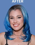 A photo of a model wearing Blue Hair Dye