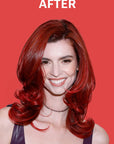 A photo of a model after wearing Red Hair Dye