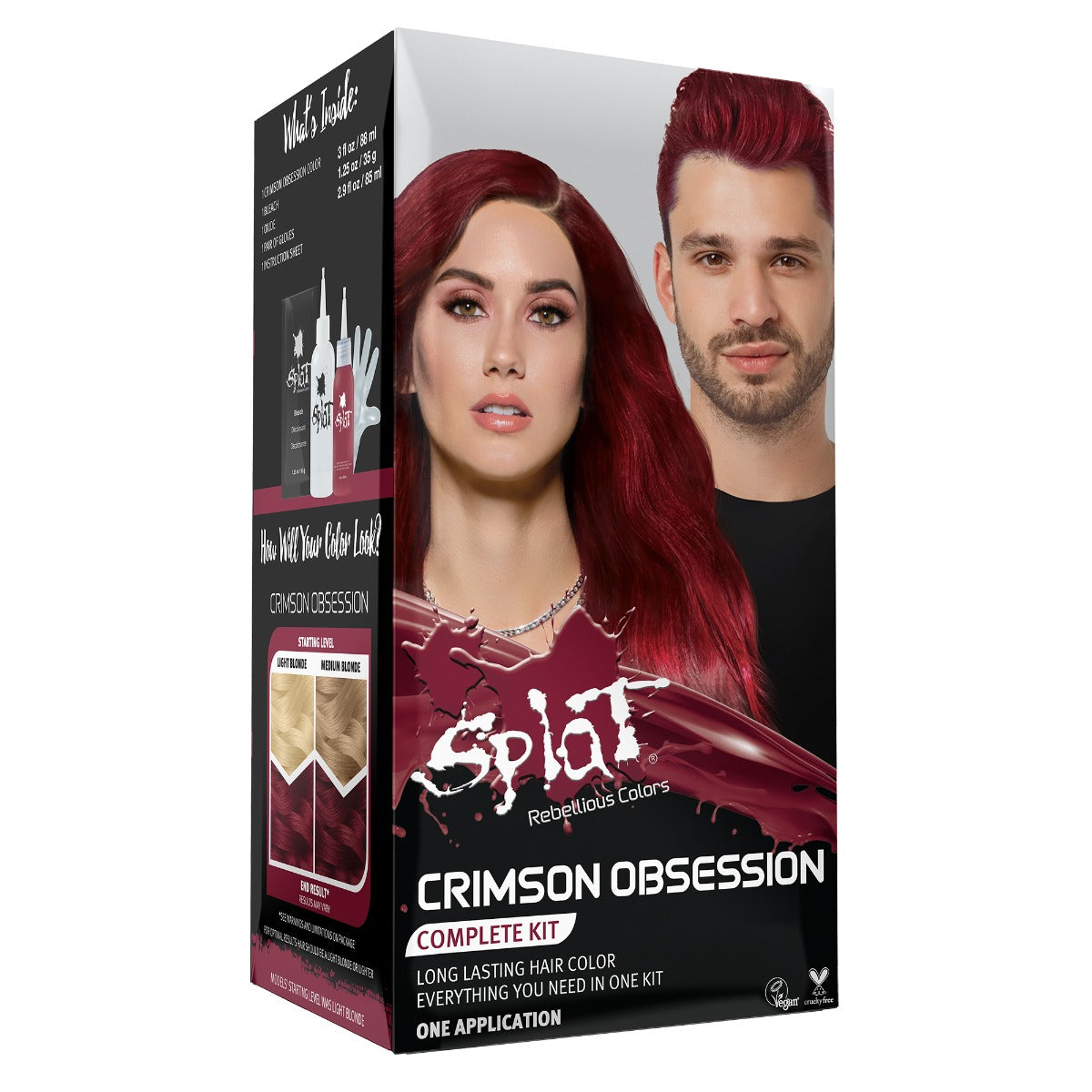 Splat Original Complete Kit with Bleach and Semi-Permanent Hair Color – Crimson Obsession