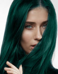 A photo of a model wearing Deep Emerald & Lightening Bleach Hair Dye