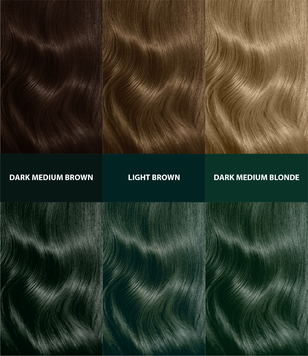 Double Lift Permanent Color Envy Me (Dark Green) color swatches results at-home green hair dye