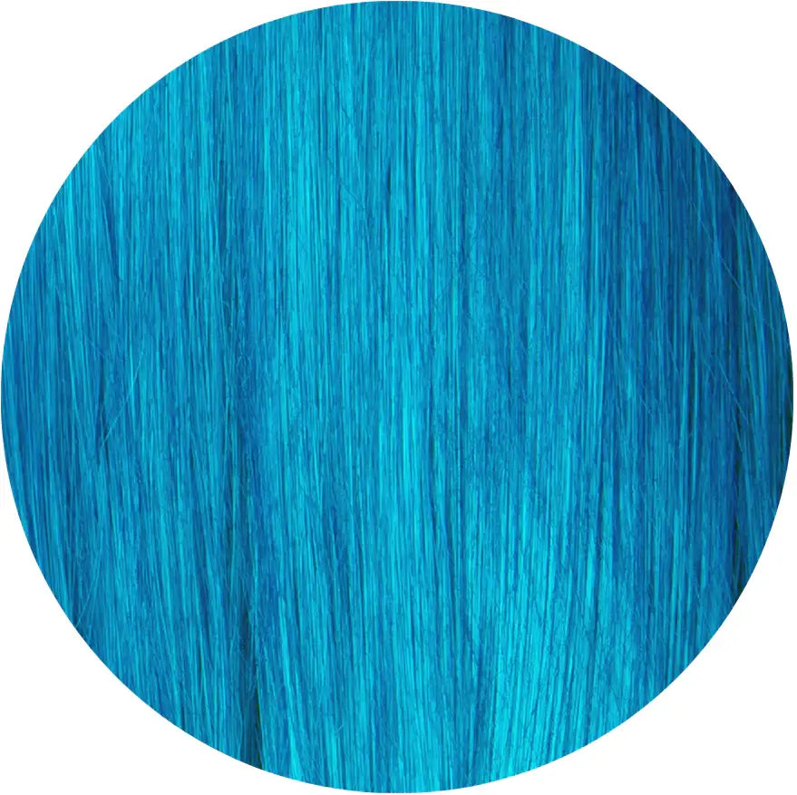 Swatch of Swatch of Splat Hair Color&#39;s Aqua Rush: Original Blue Semi-Permanent Hair Dye Complete Kit with BleachHair Dye