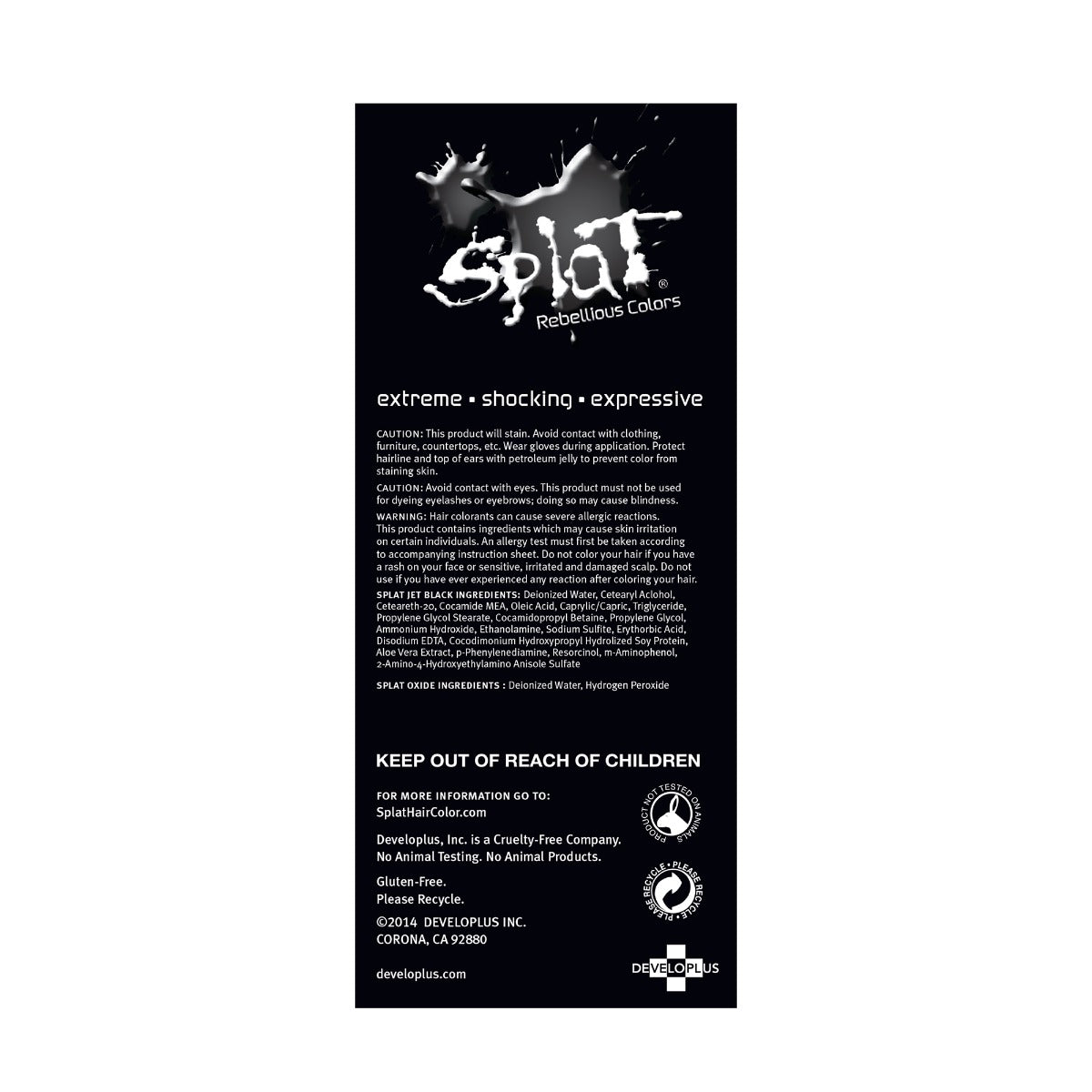 Jet Black: No Bleach Black Permanent Hair Dye Complete Kit | Splat Hair ...