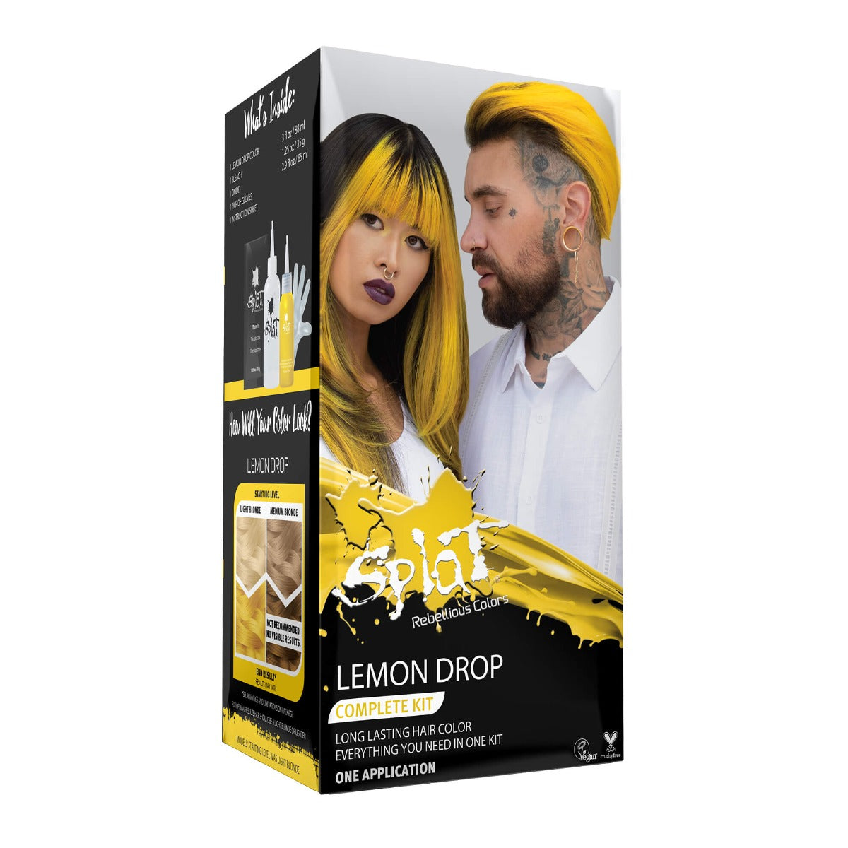 Splat Original Complete Kit with Bleach and Semi-Permanent Hair Color – Lemon Drop Yellow Hair Color