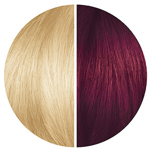 Starting hair color shade level 10 and results of midnight claret hair dye