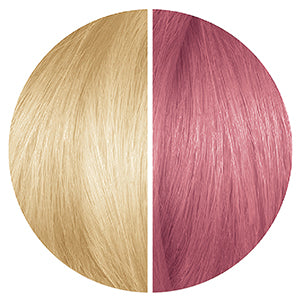 Starting hair color shade level 10 and results of midnight rosetta pink hair dye