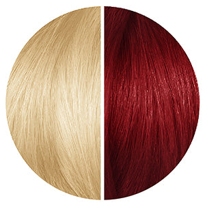 Starting hair color shade level 10 and results of midnight scarlet red hair dye